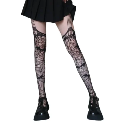 Sheer Striped Suspender Pantyhose
