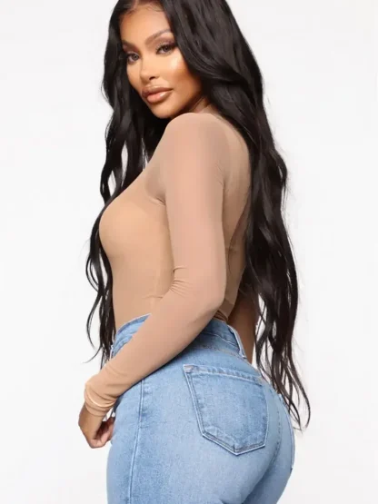 Sheer Mesh Long Sleeve Bodysuits - Image 5