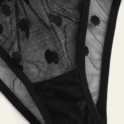 Sheer Mesh Polka Dot Lingerie - Image 4