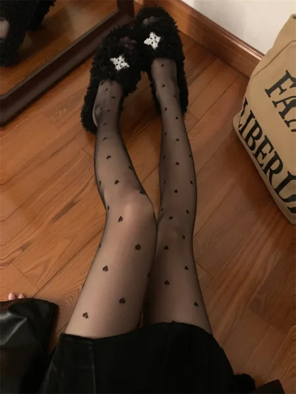 Polka Hearts Sheer Pantyhose - Image 7