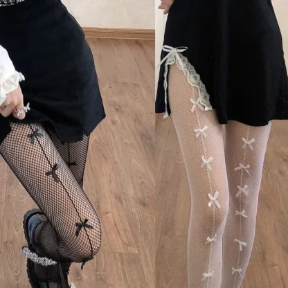 Fishnet Bowknot Pantyhose - Image 7