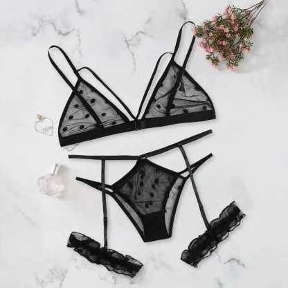Sheer Mesh Polka Dot Lingerie - Image 6