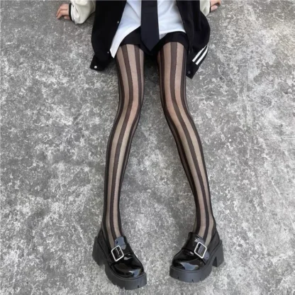 See-through Striped Stocking - Image 2