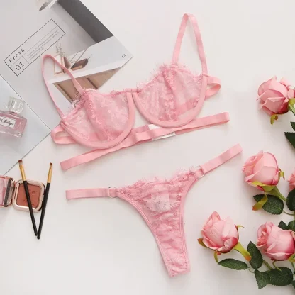 Eyelash Sheer Lace Lingerie Set - Image 6