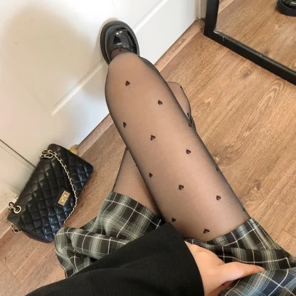 Polka Hearts Sheer Pantyhose - Image 3
