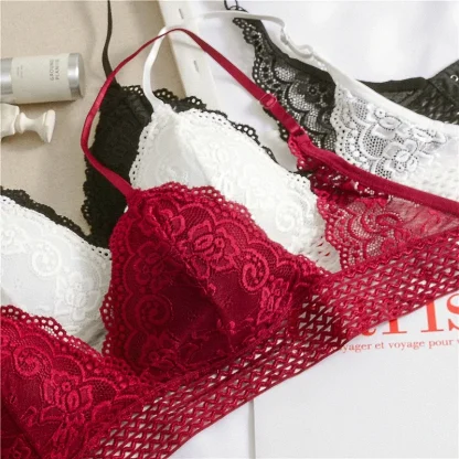 V-neck Sheer Lace Seamless Bras - Image 6