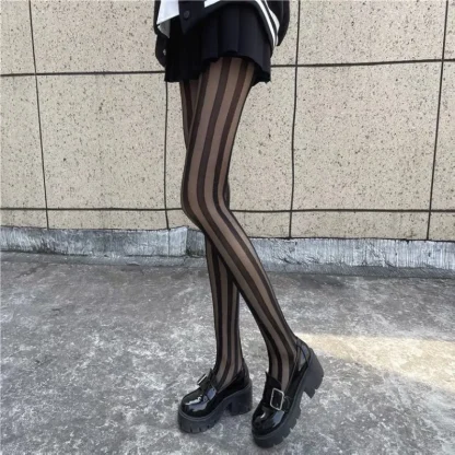 See-through Striped Stocking - Image 5