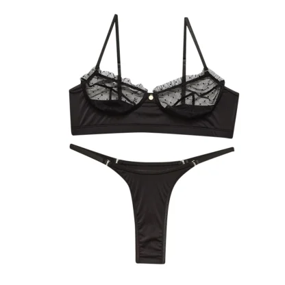 Sexy Mesh Cup Lingerie Set - Image 2