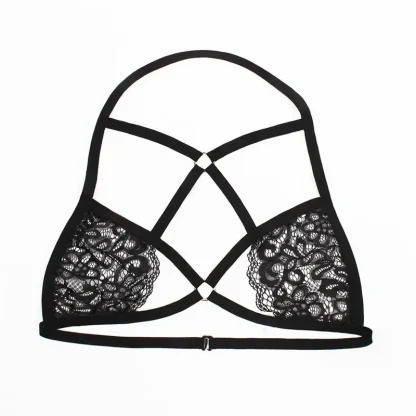 Erotic Strappy Sheer Halter Bra - Image 6
