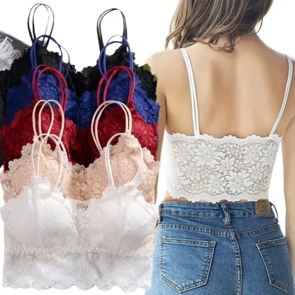 See-through Floral Solid Bralette - Image 4