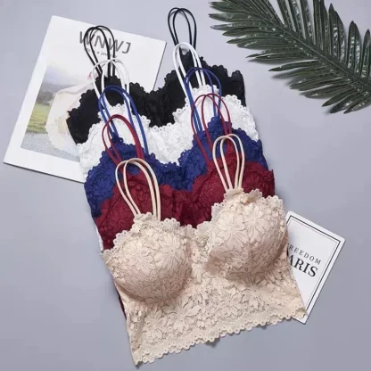 See-through Floral Solid Bralette - Image 5