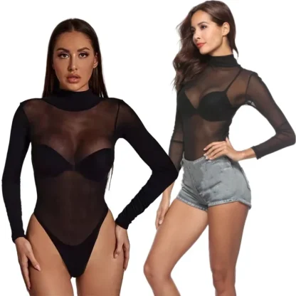 Elastic Sheer Mesh Bodysuits - Image 7