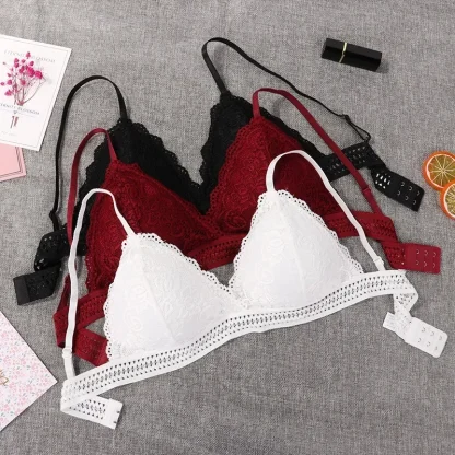 V-neck Sheer Lace Seamless Bras - Image 7