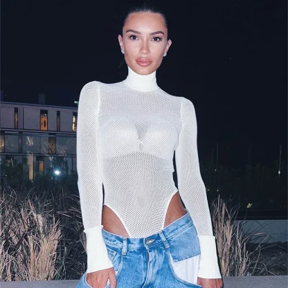 Turtleneck See-through Bodysuit