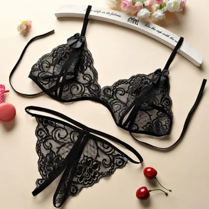 Sheer Lace Crotchless Lingerie - Image 2