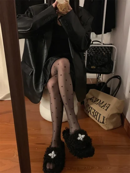 Polka Hearts Sheer Pantyhose - Image 2