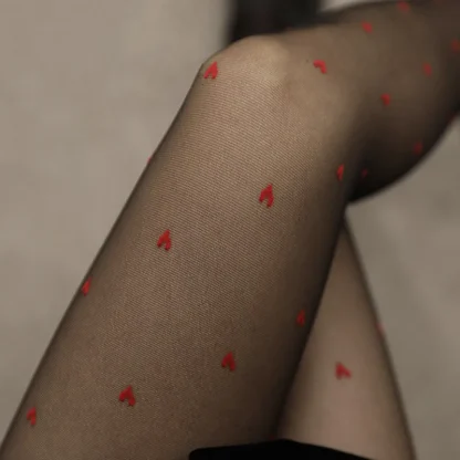 Polka Heart See-through Pantyhose - Image 3