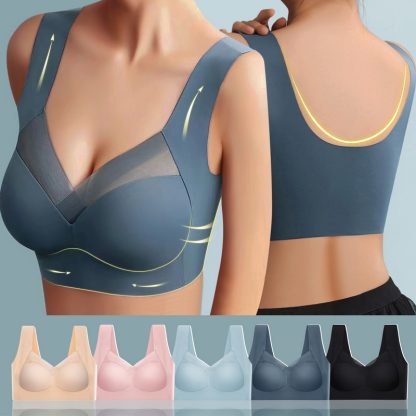 Seamless Mesh Trim Bra - Image 4
